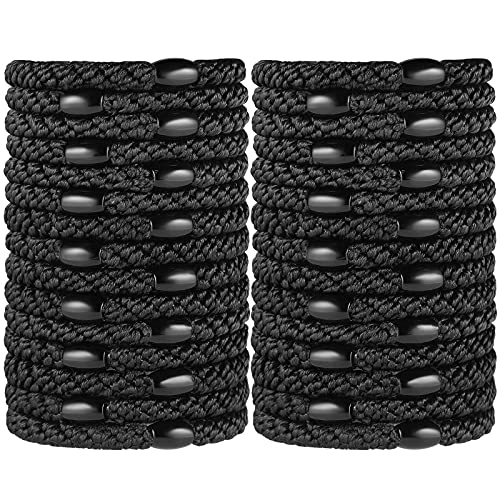 Black Elastic Hair Ties for Women and Girls, Funtopia 30 Pcs No Metal No Slip Braided Ponytail Holders for Thick and Medium Hair - color: 4.Black