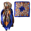 35 x 35 Women's Fashion Pattern Large Square Silk Like Hair Scarf Head Sleeping Wrap Satin Neck Bandana for Gift… - color: Big Cashew Navy Blue