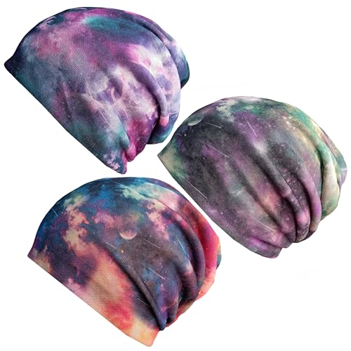 Women's Baggy Slouchy Beanie Chemo Hat Cap Scarf - color: 3 Pack-multicolor B