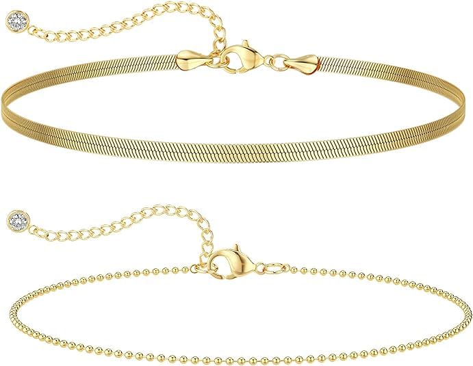 Ankle Bracelets for Women, 14K Gold Anklets for Women Waterproof Cuban Link Chain Layered Anklet Set Gold Ankle Bracelets for Women Summer Beach Foot Jewelry Gifts - color: Ball/Snake Chain