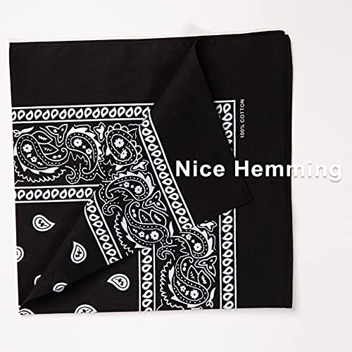 Cotton Bandanas for Men & Women Paisley Cowboy Bandana Handkerchiefs for Hair 22x22 - color: 3pcs Black/White/Red