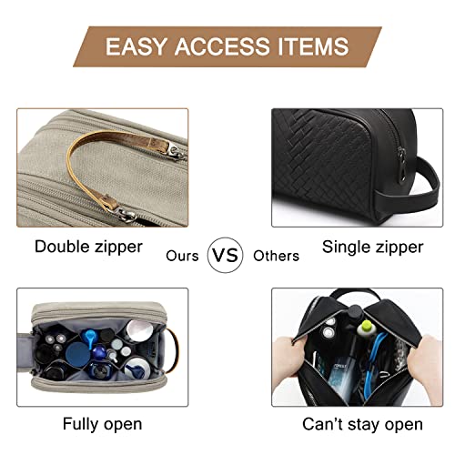 BAGSMART Toiletry Bag for Men, Canvas Travel Toiletry Organizer Dopp Kit Water-resistant Shaving Bag for Toiletries Accessories,Beige-Large - color: Beige, size: Large