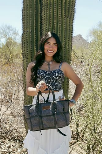 Montana West Wrangler Woven Tote Bag for Women Western Floral Tooled Purses and Handbags - color: Floral Tooled Black