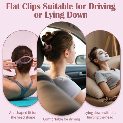 9 Pack Flat Hair Clips for Women, Matte Claw Clips for Thick & Thin Hair (Purple) - color: Purple-Regular
