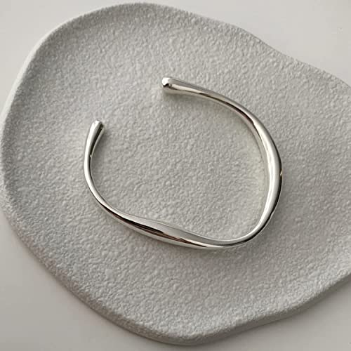 925 Sterling Silver Bracelets Open Adjustable Bangle Bracelet Teardrop Water Drop Cuff Bangles for Women - color: Pattern 1