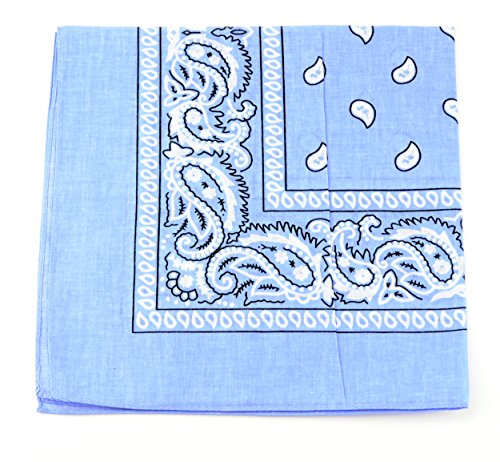 NYFASHION101 Unisex Double Sided Print Paisley Cotton Bandana Head Wrap Scarf - color: Sky Blue