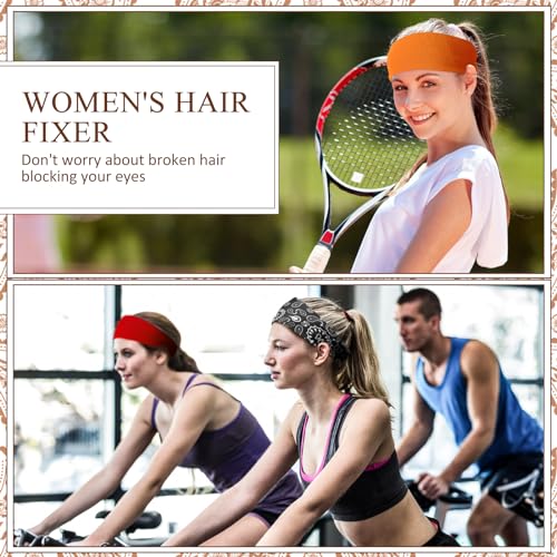 18 Pcs Sports Sweatbands for Men Women Camo Headbands Workout Non Slip Headbands Breathable Head Band Fitness Stretchy Unisex Hairband for Yoga Running Cycling Ball - color: Fresh Colors