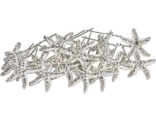 Jaciya 18 Pack Bride Crystal Rhinestone Starfish Hair Pin Hair Jewelry Hair Accessories Women Headwear Headdress for Beach Themed Wedding,Party, Hair Clips for Women