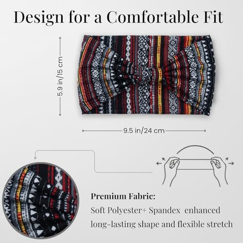 Wide Headbands for Women Non Slip Stylish Knotted Headhand Bandana Boho Head Bands African Head Wraps Yoga Workout Hair Accessories 4 Pack - color: 4 Pack Wide Headbands Style 11