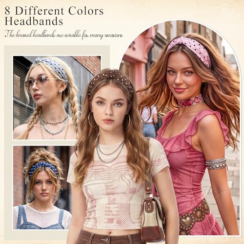 obeoby Polka Dot Headband for Women Girls,Non-Slip Y2K Style Knot Hair Band for Retro Parties, School or Beach, Holds Hair Neatly in Place Daily at Home - color: Polka dots