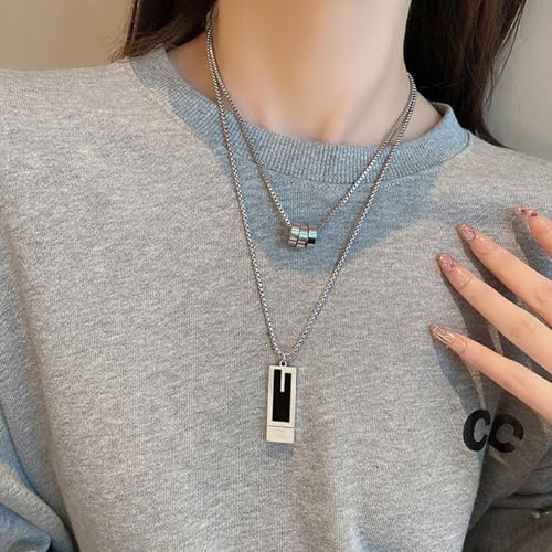 Gold Necklaces for Women Gifts - 14K Gold Plated Necklace for Women Necklaces for Her Tiny Fashion Jewelry for Teens，for Women Friends Jewelry Gifts，Necklace Gold Jewelry Birthday Gifts - style: Double layered chain necklace silver
