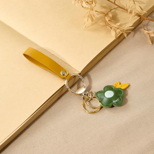 Leather Flower Keychain for Women Cute Purse Charms Leaf Bag Charms for Handbags and Car Keychain Accessories