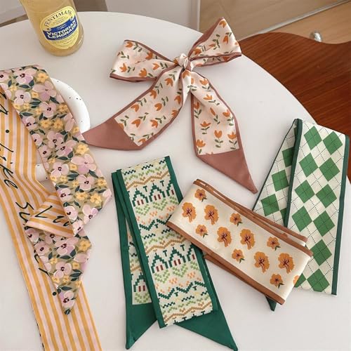 4 Pack Purse Scarf Handbags For Women,Boho Scarrves for Bag Hair Accessories Handle Fashion Lightweight - color: Khaki