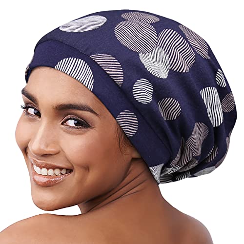 Alnorm Frizzy Curly Hair Cap Slouchy Soft Beanie Festival Retro Hair Accessory - color: Blue Circle