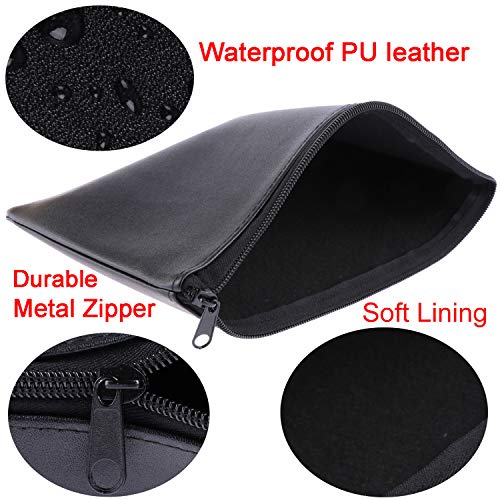 12 Pieces Bank Bag Money Pouch Security Bank Deposit Bag with Zipper for Cash Money, Check Wallet, Cosmetics, Tools 11x6 inch (Black +Blue) (Black) - color: Black