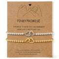 Matching Bracelets for Couple,Gold Silver Beaded Heart Couples Bracelets,Raomantic Relationship Promise Jewelry Gifts for Her - color: Double Heart