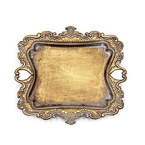 Vintage Small Gold Ring Dish, Birthday & Wedding Gifts for Women，Wedding Ring Tray - 5.3 x 4.5 inches - color: Gold (1pack)