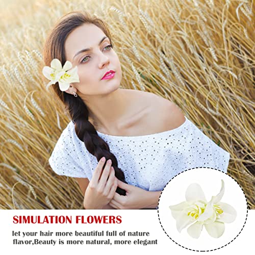 Hawaiian Artificial Flower Hair Clip, Bohemian Flower Hairpin for Seaside Holiday - Plumeria Hairpin Headdress Bobby Pins Headwear for Woman Girl Lady Kids - color: 5 colors