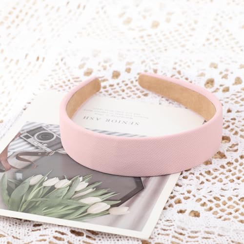 DRESHOW 4 Pcs Wide Headbands for Women Girls Turban Vintage Boho Head Bands Fashion Non Slip Head Wraps Hoop Hair Accessories - color: 4 Pcs Wide Style: Black, Rose Pink, Light Pink, White