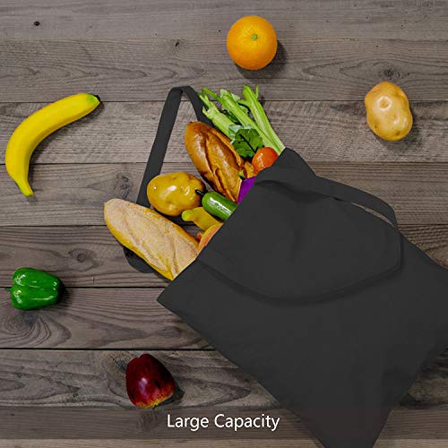 TOPDesign 5-Pack Economical 16"x15" Black Cotton Tote Bag, Lightweight Medium Reusable Grocery Shopping Cloth Bags, Suitable for DIY, Advertising, Promotion, Gift, Activity - color: Black, size: Medium