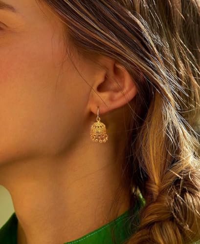 Indian Jhumki Bell Hoop Vintage Statement Earrings for Women Retro Ethnic Bohemian Hollow Jhumka Round Bells Tassel Dangle Drop Earring Bollywood Traditional Boho Gypsy Huggie Hoops Jewelry Gift