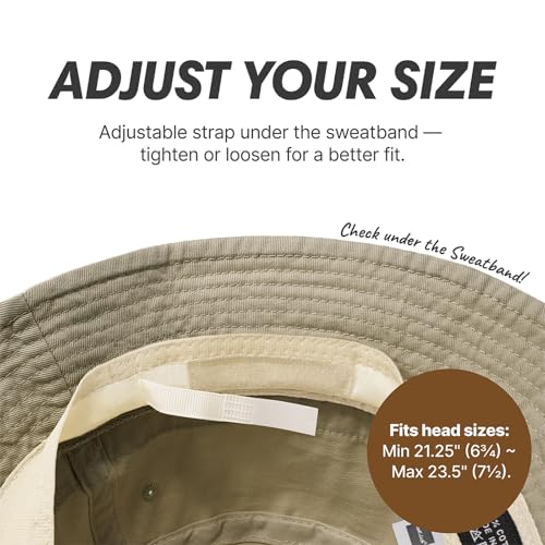 Hot Summer Bucket Hat - Trendy Cotton Sun Hat for Beach, Golf, Fishing - Fun Outdoor Vacation Boonie for Men and Women - color: Khaki