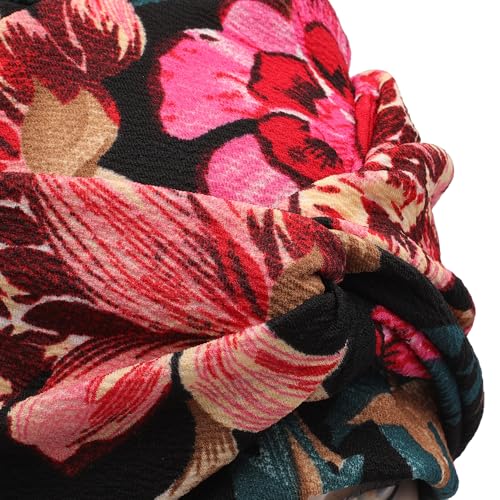 ZLYC Chemo Headwear for Women Pre Tied Turban Headwear Lightweight Beanie Hat - color: Flowers Black