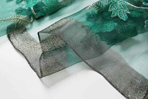 Jeelow Silk Blend Floral Fashion Scarf Shawl Wrap Lightweight Sheer For Women Floral Embroidery Wedding Party Prom - color: Green Sunflower