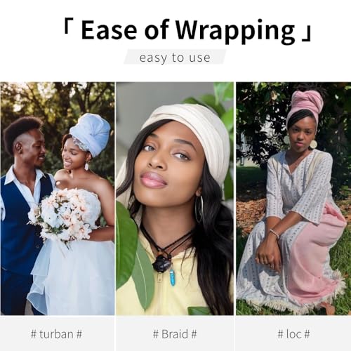 Head Wraps for Black Women, Breathable Headwrap Soft Long Hair Wraps Wide Headscarves for Locs Braids - color: 5pcs-(black,white,light Grey,beige,pink)