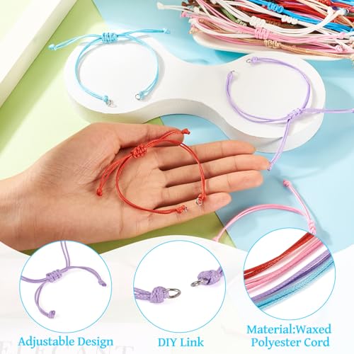 Adjustable Slider Bracelets Colorful Half Finished Bracelets Adjustable Beaded Bracelets DIY Friendship Bracelets for Women Jewelry Making Gifts Supplies - color: Colorful
