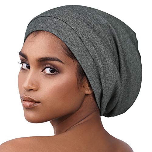 Alnorm Soft Stretchy Sleep Cap Unisex Skull Cap Chemo Hat for Cancer Patients Dark Grey - color: Dark Grey