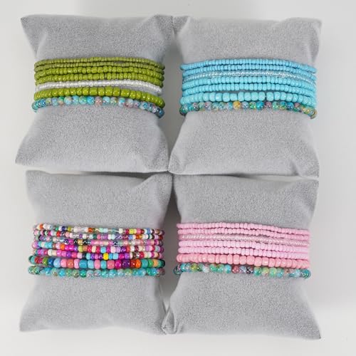 Caiyao Bohemian Multilayer Stackable Seed Beaded Bracelets Colorful Crystal Glass Beads Strand Bangle Bracelet BFF Wristbands Bracelet for Women Summer Beach Hawaii Jewelry Birthday Gifts - color: Blue 4