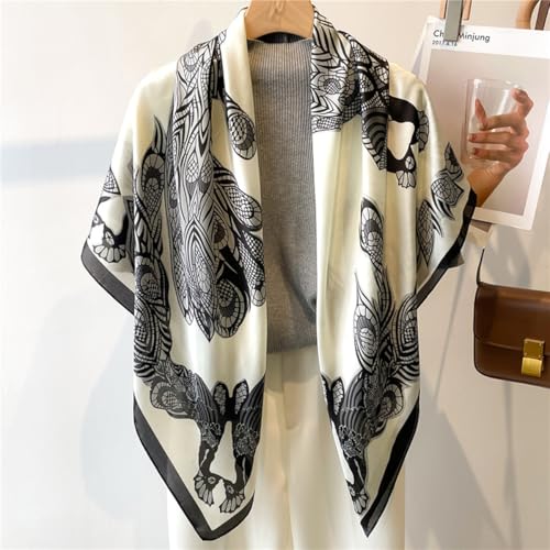 K-Elewon Large Square Scarf 43" Silk Scarf Fashion Scarves Silk Feeling Hair Wrapping Scarfs Night Sleeping Headscarf - color: Vb19