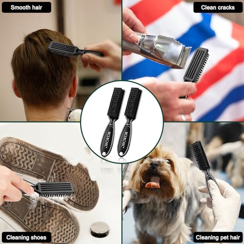 NICEMOVIC 3 IN 1 Barber Neck Duster Brush Set, Professional Barber Accessories Cleaning Supplies, Duster Nylon Brush Hair Cutting Styling Brush Tool (Black) - color: Black&Black