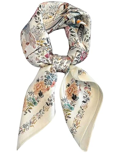Silky Scarf for Women Lightweight Satin Bandanas Neck Hair Wrap For Sleeping Head Scarves 27.5" - color: A18 Colorful Floral/27.5"