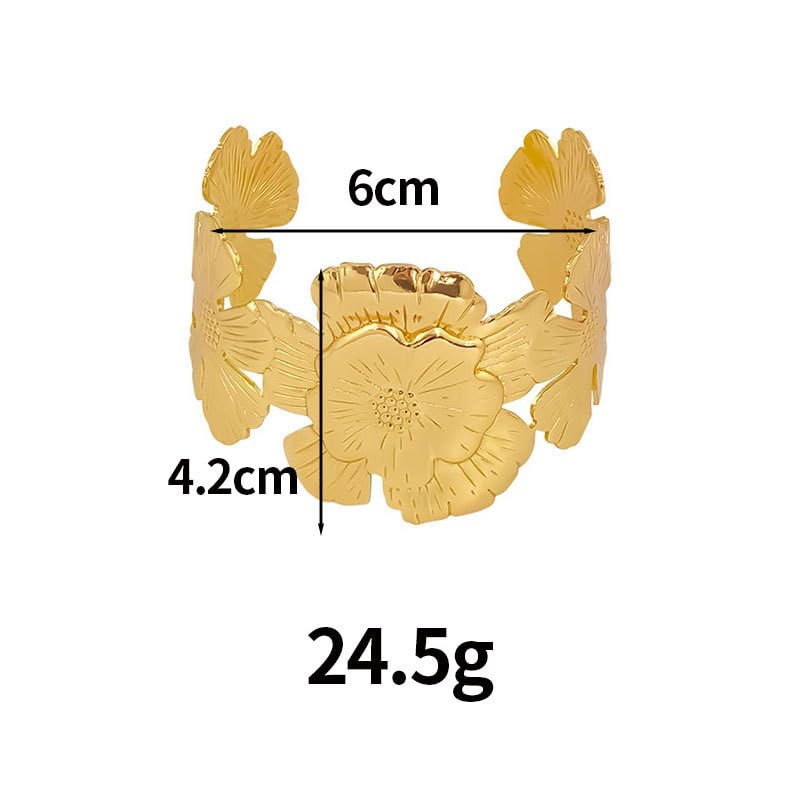 COLORFUL BLING 3PCS Upper Arm Bracelet Gold Silver Chunky Cuff Bracelets Flower Butterfly Armband Set for Women Irregular Minimalist Open Wide Coil Band Bangle Boho Jewelry - style: Set 3