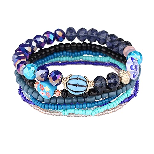 6 sets Bohemian Multilayer tassels bracelet Handmade Wrap Bracelets Bangle Jewelry Bracelets for Women - color: 6PCS-C