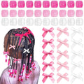 Hair Beads for Braids Hot Pink Loc Dreadlock Beads and Satin Bow Hair Clips Cute Hair Accessories for Kids Girls - color: Hot Pink