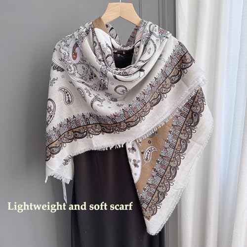 K-Elewon Large Square Scarf 51" Cotton and Linen Hand feel Scarf Fashion Scarves Hair Wrapping Scarfs Neck Scarves for Women - color: H2303