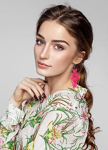 Nine Piece Butterfly Earrings Mix Color Bohemia Style Long Drop Dangle Hook Earrings Lightweight Fashion Style Butterfly Earrings Holiday Gifts Jewelry for Women - color: Red