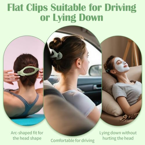 9 Pack Flat Hair Clips for Women, Matte Claw Clips for Thick & Thin Hair (Green) - color: Green-Regular