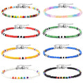XIJIN 8Pcs Handmade Beaded Anklets for Women Boho Colorful Beads Ankle Bracelets Adjustable Foot Anklet Set - color: H