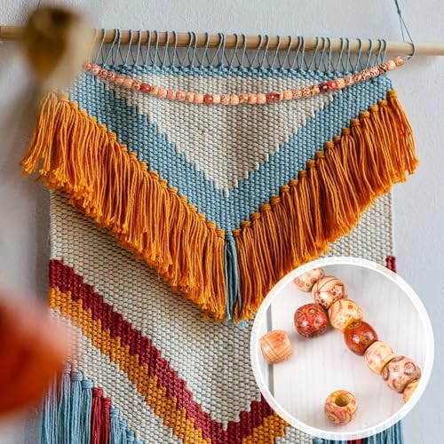Pndeyo 100pcs Wooden Beads for Crafts, Large Hole Natural Wood Hair Bead, Vintage Wooden Spacer Beads for Macrame Necklace Bracelet DIY Craft Handmade Decor- Wood Color - color: Brown,100pcs,E Style
