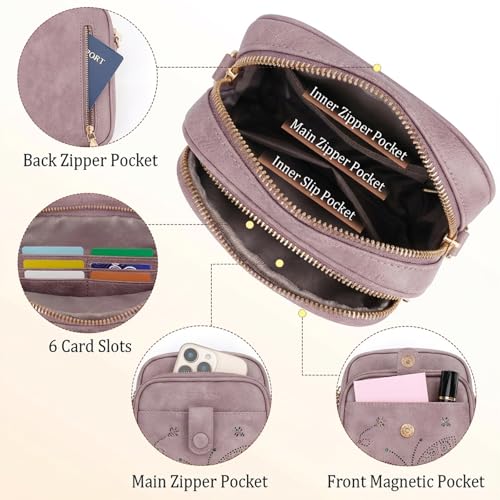 KITEVIUN Crossbody Bags for Women Leather Crossbody Purse Small Shoulder Phone Purse with Adjustable Strap & RFID Card Slots - color: 01-purple