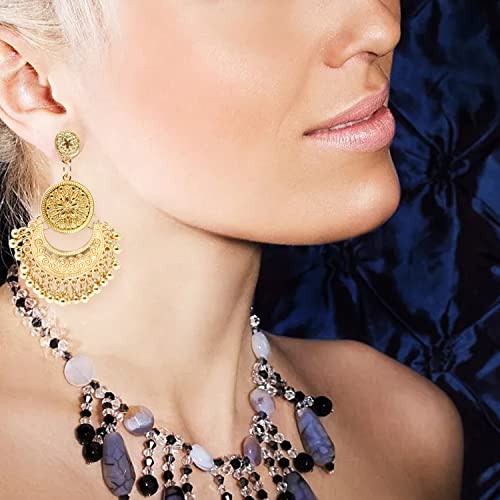 Honbay Bohemian Fashion Earrings National Style Retro Earrings Gypsy Dangle Earrings - color: Gold