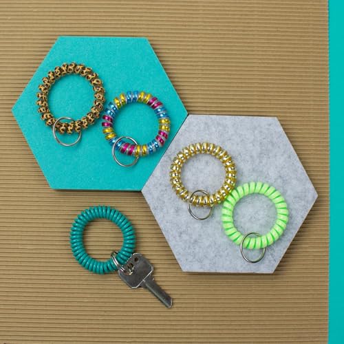 Lucky Line 2” Diameter Spiral Wrist Coil with Steel Key Ring, Flexible Wrist Band Key Chain Bracelet, Stretches to 12”, Rainbow, 1 Pack (410091) - color: Rainbow, size: 1 Pack