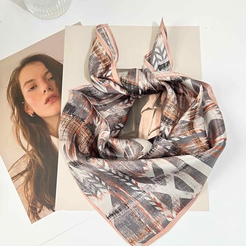 Aufeel Women's 100% Pure Mulberry Silk Small Square Scarf - Neckerchief Women - Silk Headscarf - 21" x 21" - color: Brown1