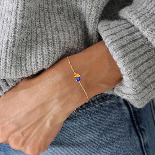 Turandoss Gifts for Women Her Daughter - 6 7 8 9 10 11 12 13 14 15 16 Year Old Girls Birthday Gifts, 14K Dainty Gold Plated Created Birthstone Bracelets for Women Girls Teens Jewelry Gifts - color: 01-01-Jan-Jan-Birthstone