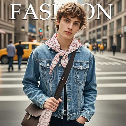 27.16'' Bandanas for Men, Cotton Mens Head Scarf with Flower Pattern Floral Hair Bandana Headband for Daily Casual - color: White Red