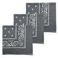 MDSTYLE 100% Cotton Bandana for Men & Women 22" x 22" Paisley Pattern Handkerchief Headband Scarf - color: Grey - 3 Pack